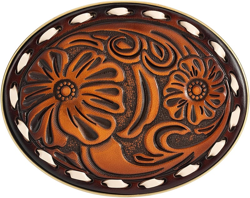 Biybletes Store Western Belt Buckle – 3D Engraved Genuine Leather Cowboy & Cowgirl Belt Buckle Fits 1.5 Inch Belts - Image 1